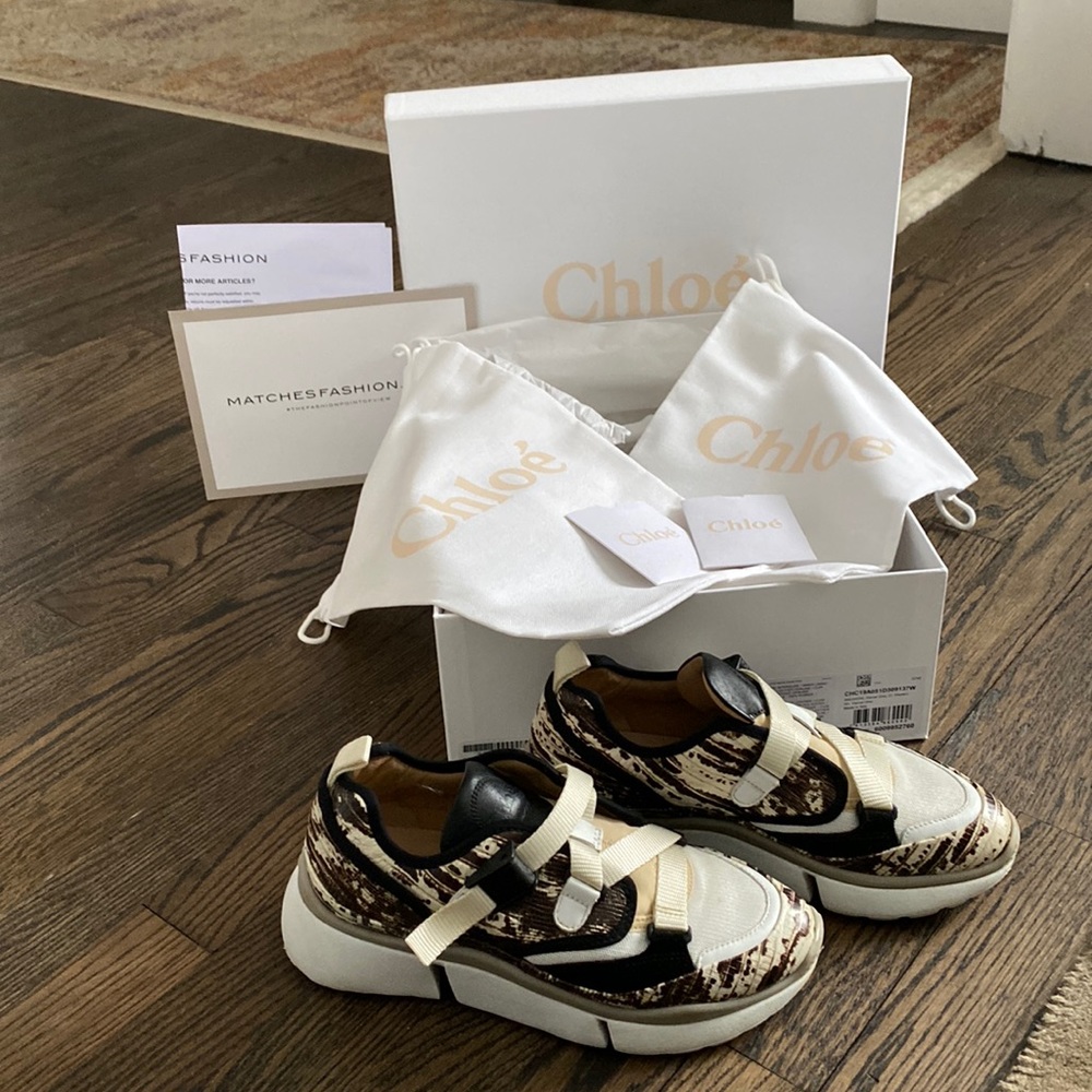 Chloe Sonnie low-top sneaker size 37 in Eternal Grey snakeskin